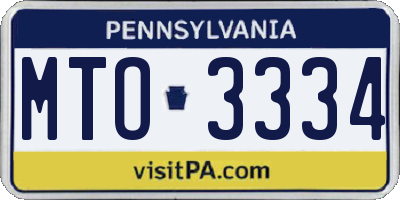 PA license plate MTO3334