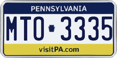 PA license plate MTO3335