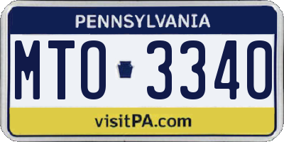 PA license plate MTO3340