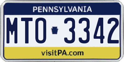 PA license plate MTO3342