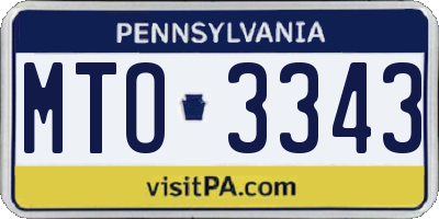 PA license plate MTO3343