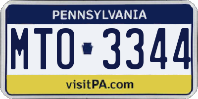 PA license plate MTO3344