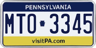 PA license plate MTO3345
