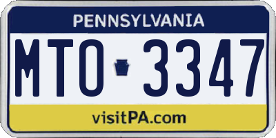 PA license plate MTO3347
