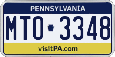 PA license plate MTO3348