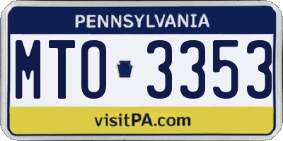 PA license plate MTO3353