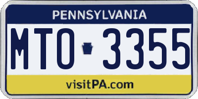 PA license plate MTO3355