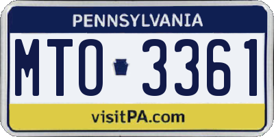 PA license plate MTO3361
