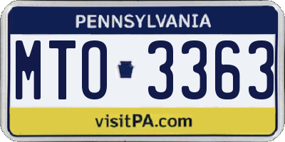 PA license plate MTO3363