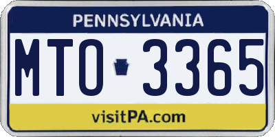 PA license plate MTO3365