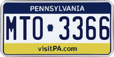 PA license plate MTO3366