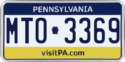 PA license plate MTO3369