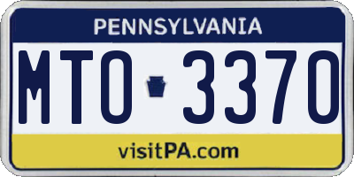 PA license plate MTO3370