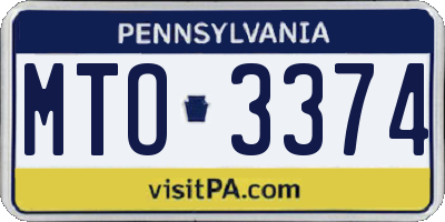 PA license plate MTO3374