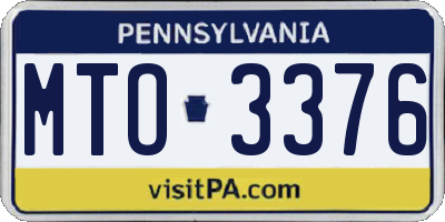 PA license plate MTO3376