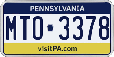 PA license plate MTO3378