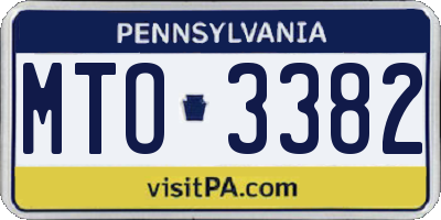 PA license plate MTO3382