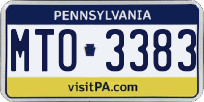 PA license plate MTO3383