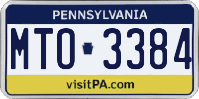 PA license plate MTO3384