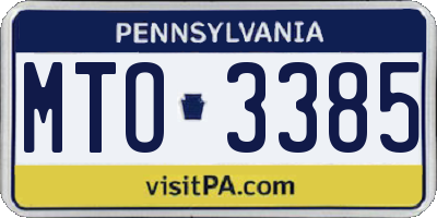 PA license plate MTO3385