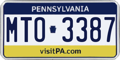 PA license plate MTO3387