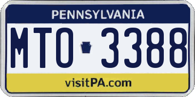 PA license plate MTO3388