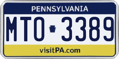 PA license plate MTO3389
