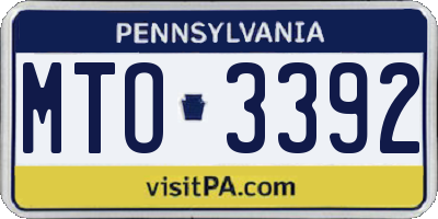 PA license plate MTO3392