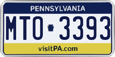 PA license plate MTO3393