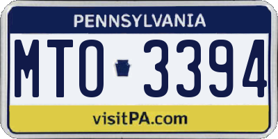PA license plate MTO3394