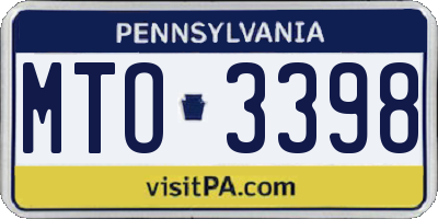 PA license plate MTO3398