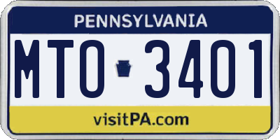 PA license plate MTO3401