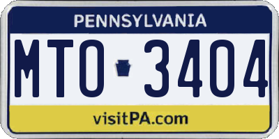 PA license plate MTO3404