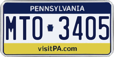 PA license plate MTO3405