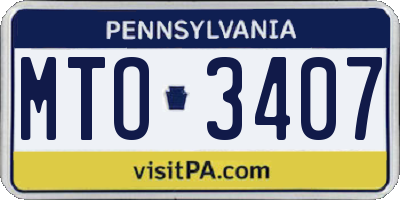 PA license plate MTO3407