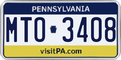PA license plate MTO3408