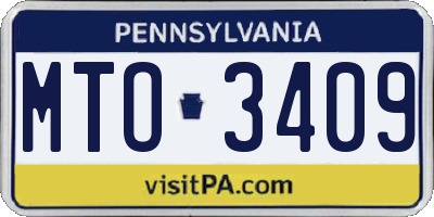 PA license plate MTO3409