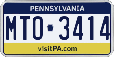 PA license plate MTO3414