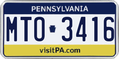 PA license plate MTO3416