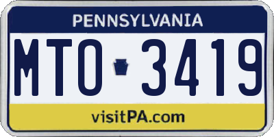 PA license plate MTO3419