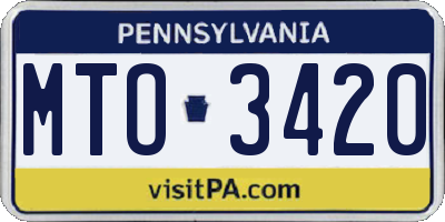 PA license plate MTO3420