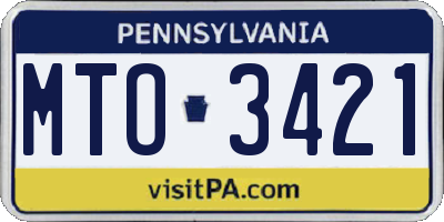 PA license plate MTO3421