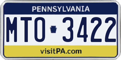 PA license plate MTO3422