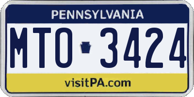 PA license plate MTO3424