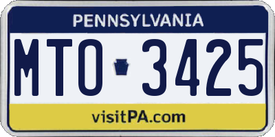 PA license plate MTO3425