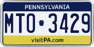 PA license plate MTO3429