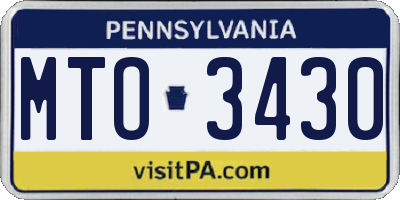 PA license plate MTO3430