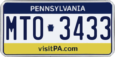 PA license plate MTO3433
