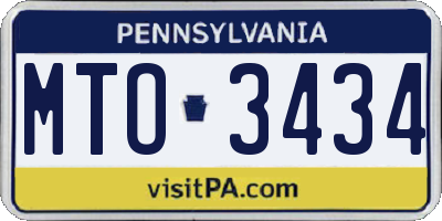 PA license plate MTO3434