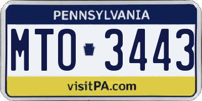 PA license plate MTO3443